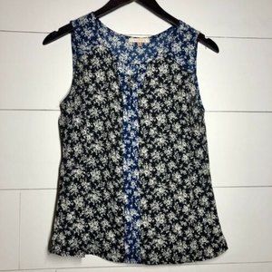 SKIES ARE BLUE Stitch Fix Black Blue Sleeveless Blouse Size MP